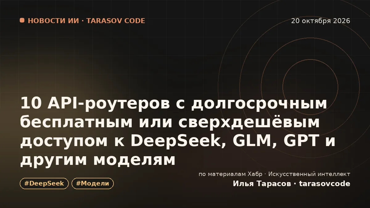10 API-роутеров с долгосрочным бесплатным или сверхдешёвым доступом к DeepSeek, GLM, GPT и другим моделям