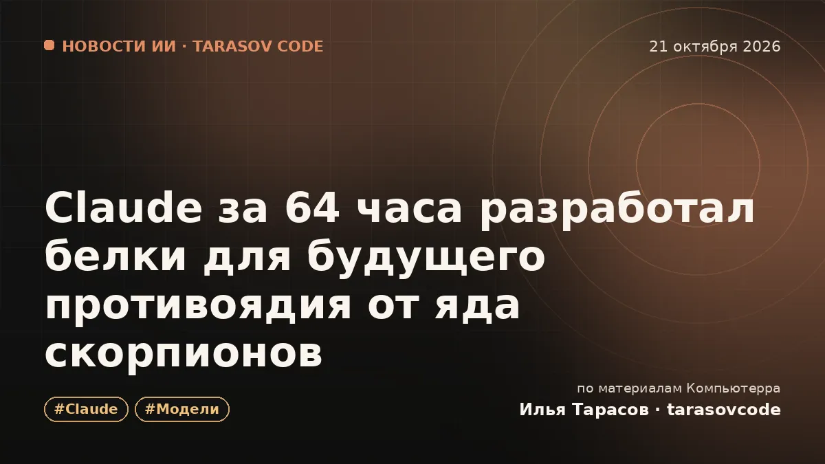Claude за 64 часа разработал белки для будущего противоядия от яда скорпионов