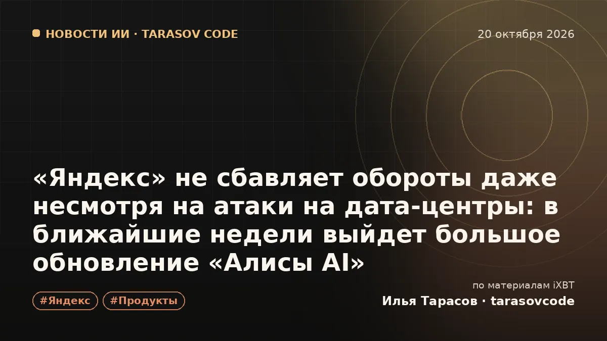 «Яндекс» не сбавляет обороты даже несмотря на атаки на дата-центры: в ближайшие недели выйдет большое обновление «Алисы AI»