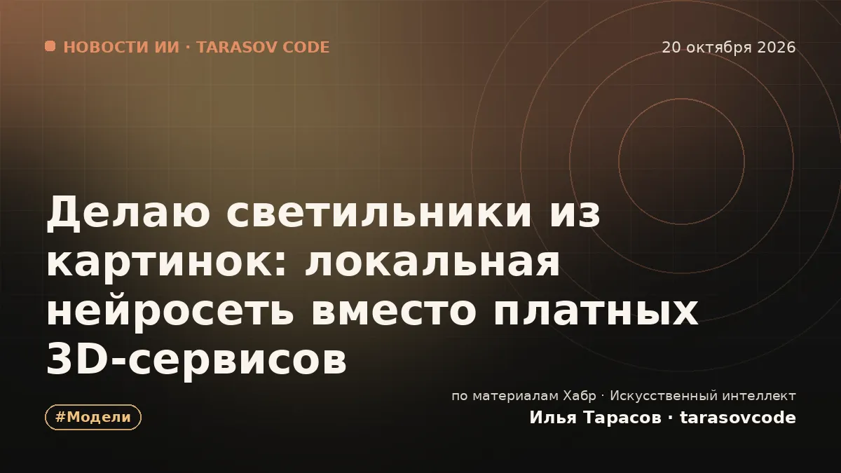 Делаю светильники из картинок: локальная нейросеть вместо платных 3D-сервисов