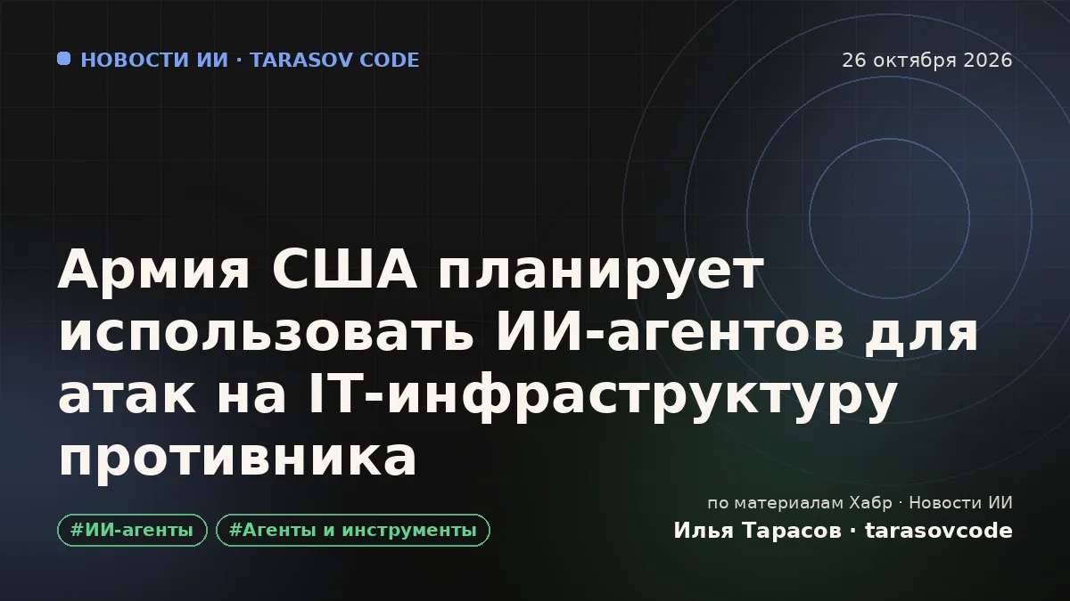 Армия США планирует использовать ИИ‑агентов для атак на IT‑инфраструктуру противника