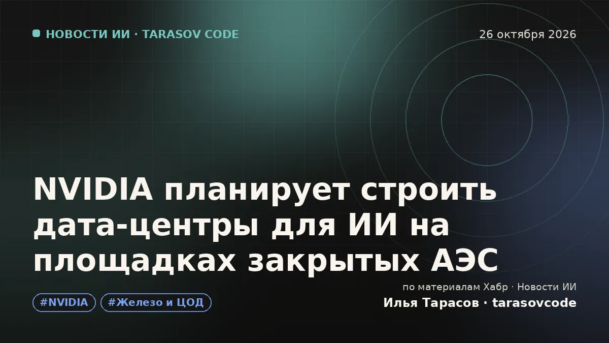 NVIDIA планирует строить дата‑центры для ИИ на площадках закрытых АЭС