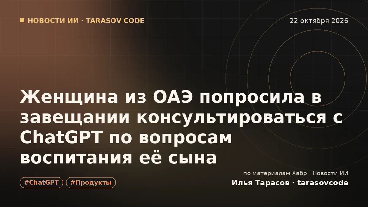 Женщина из ОАЭ попросила в завещании консультироваться с ChatGPT по вопросам воспитания её сына