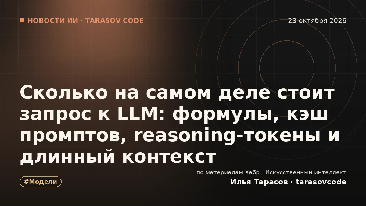 Сколько на самом деле стоит запрос к LLM: формулы, кэш промптов, reasoning-токены и длинный контекст