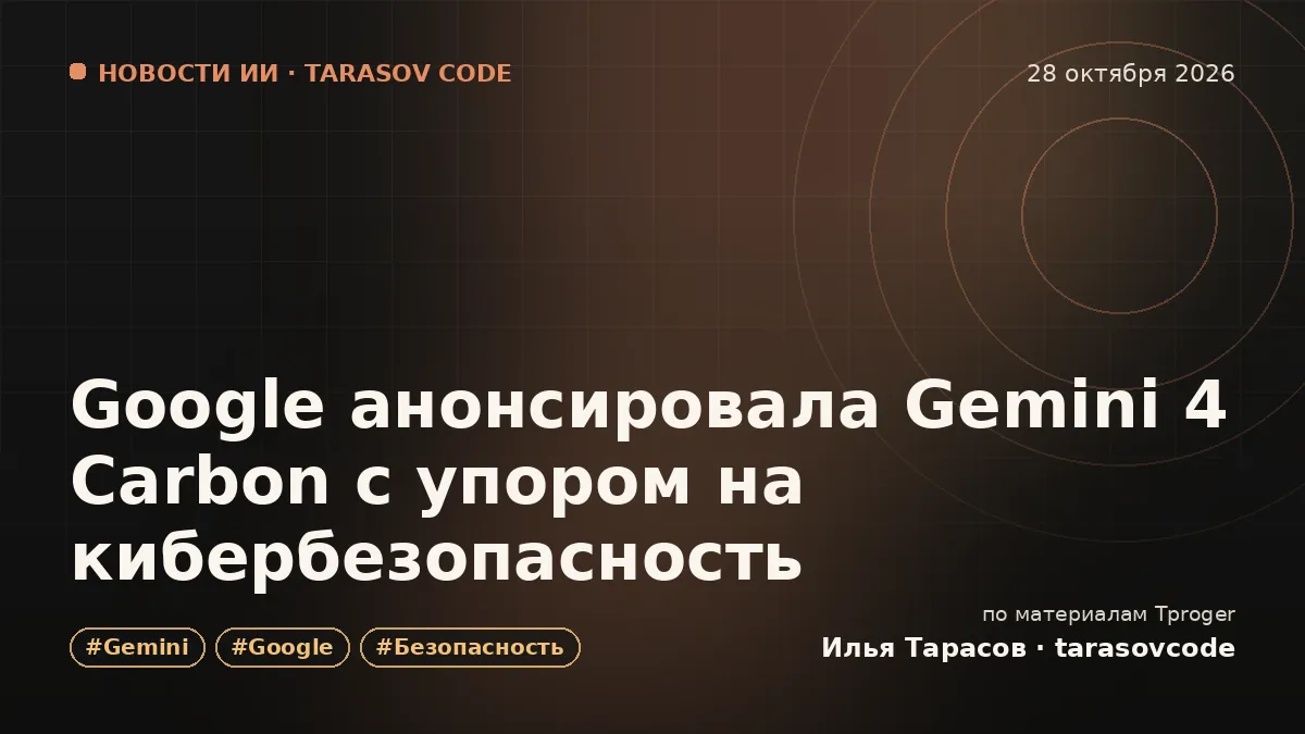 Google анонсировала Gemini 4 Carbon с упором на кибербезопасность