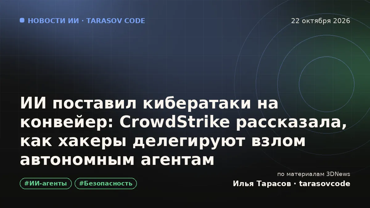 ИИ поставил кибератаки на конвейер: CrowdStrike рассказала, как хакеры делегируют взлом автономным агентам