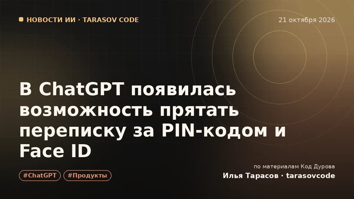В ChatGPT появилась возможность прятать переписку за PIN-кодом и Face ID