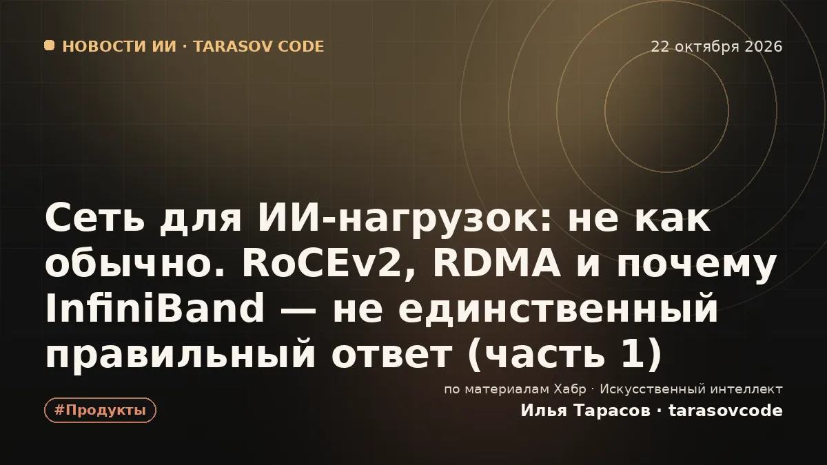Сеть для ИИ-нагрузок: не как обычно. RoCEv2, RDMA и почему InfiniBand — не единственный правильный ответ (часть 1)
