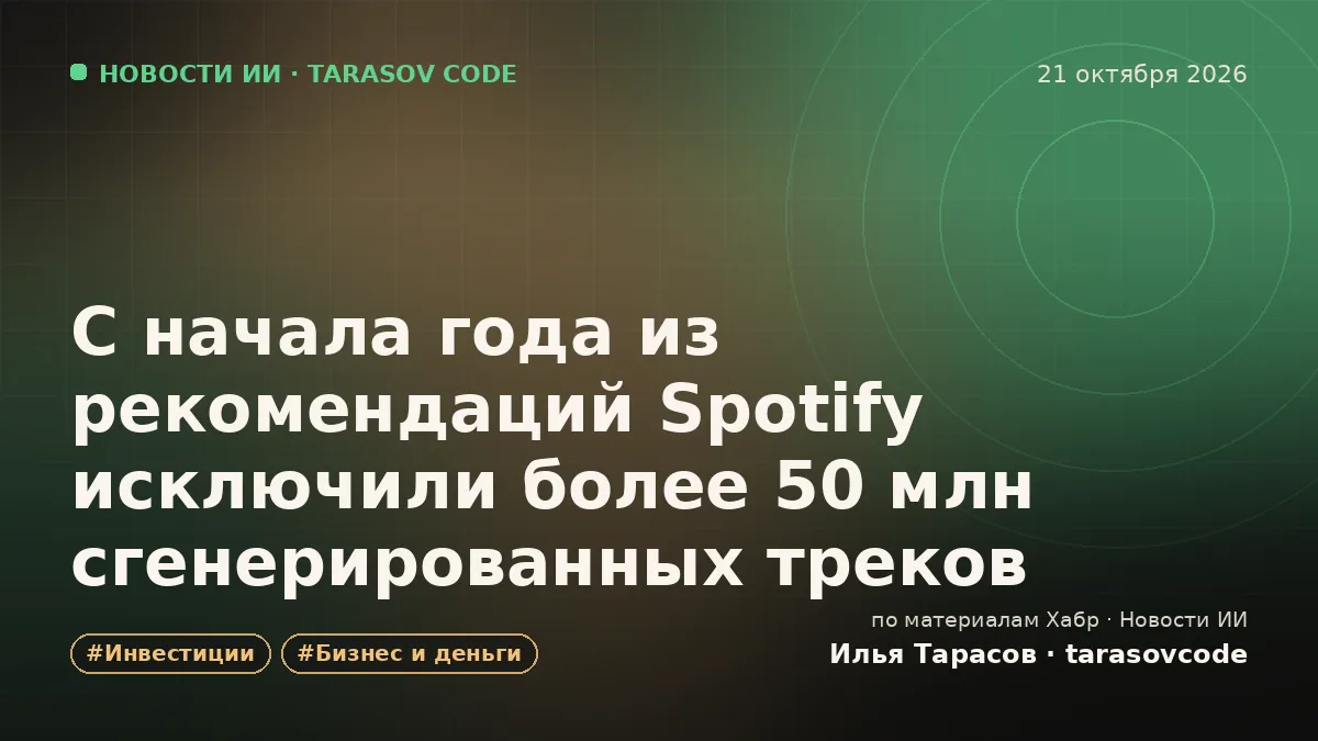 С начала года из рекомендаций Spotify исключили более 50 млн сгенерированных треков