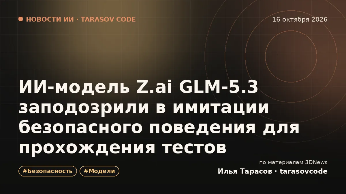 ИИ-модель Z.ai GLM-5.3 заподозрили в имитации безопасного поведения для прохождения тестов