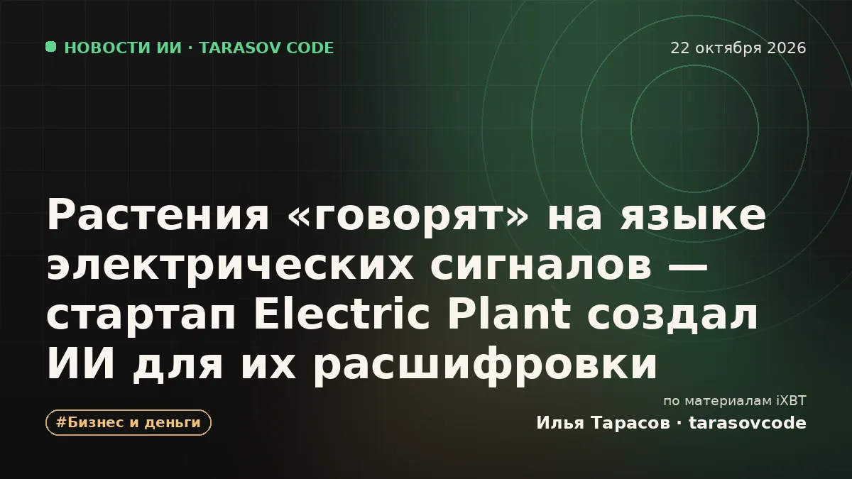 Растения «говорят» на языке электрических сигналов — стартап Electric Plant создал ИИ для их расшифровки