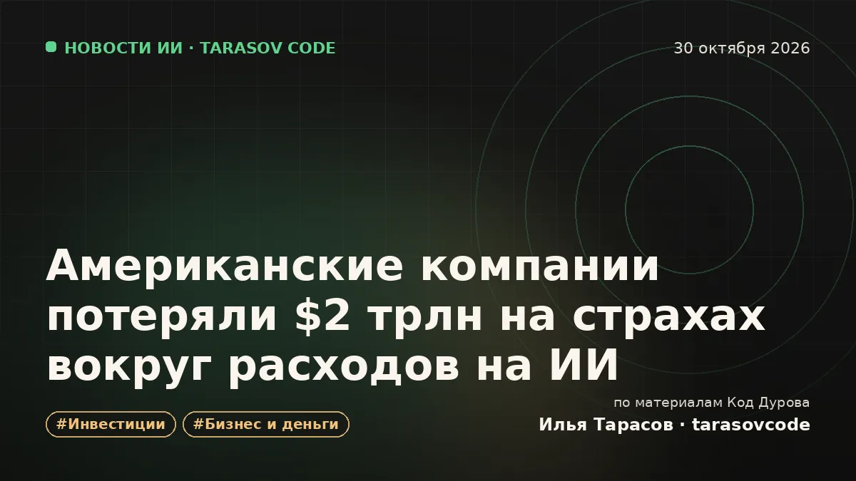 Американские компании потеряли $2 трлн на страхах вокруг расходов на ИИ