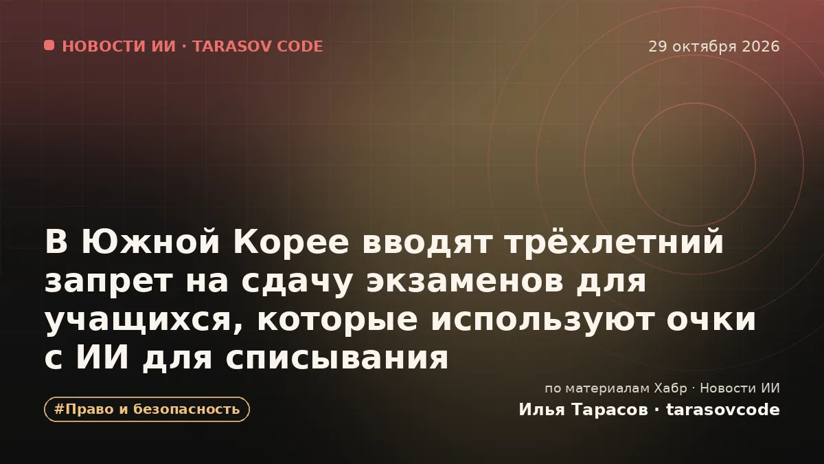 В Южной Корее вводят трёхлетний запрет на сдачу экзаменов для учащихся, которые используют очки с ИИ для списывания