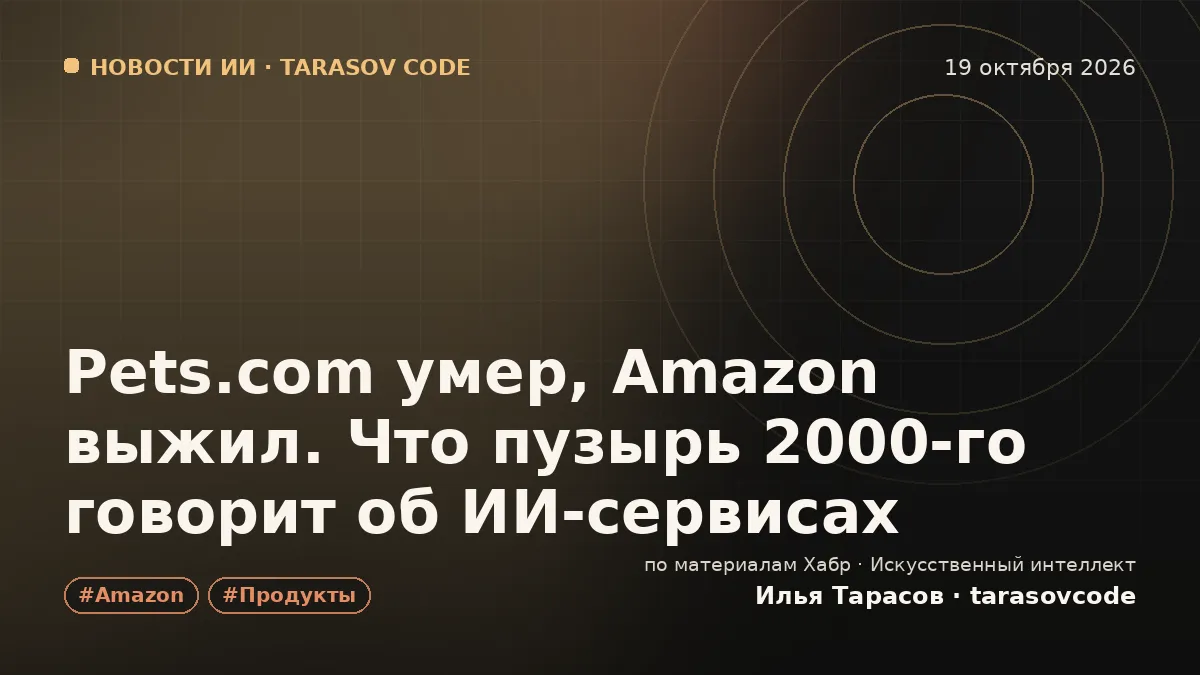 Pets.com умер, Amazon выжил. Что пузырь 2000-го говорит об ИИ‑сервисах