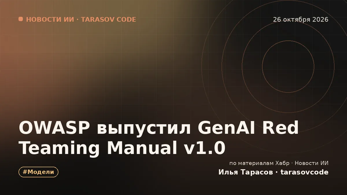 OWASP выпустил GenAI Red Teaming Manual v1.0