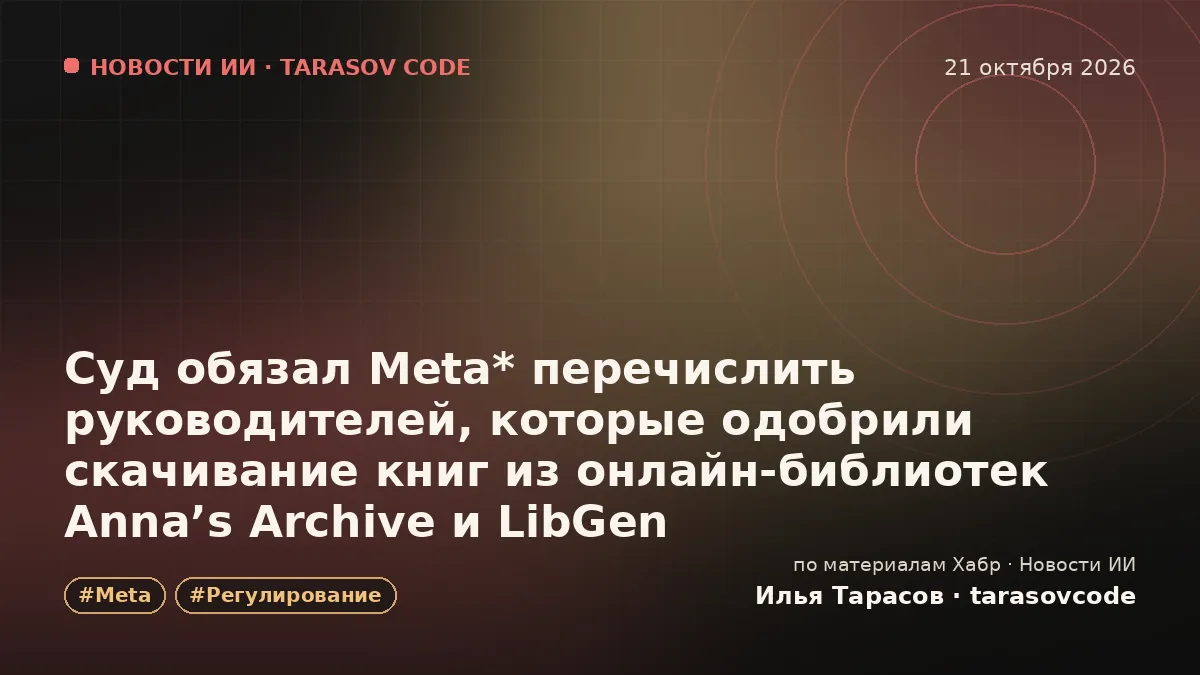 Суд обязал Meta* перечислить руководителей, которые одобрили скачивание книг из онлайн‑библиотек Anna’s Archive и LibGen