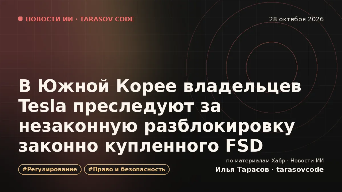 В Южной Корее владельцев Tesla преследуют за незаконную разблокировку законно купленного FSD