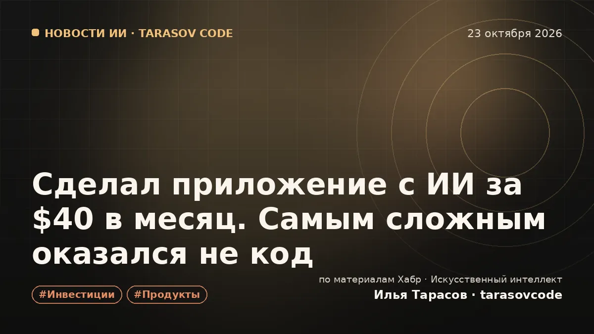 Сделал приложение с ИИ за $40 в месяц. Самым сложным оказался не код