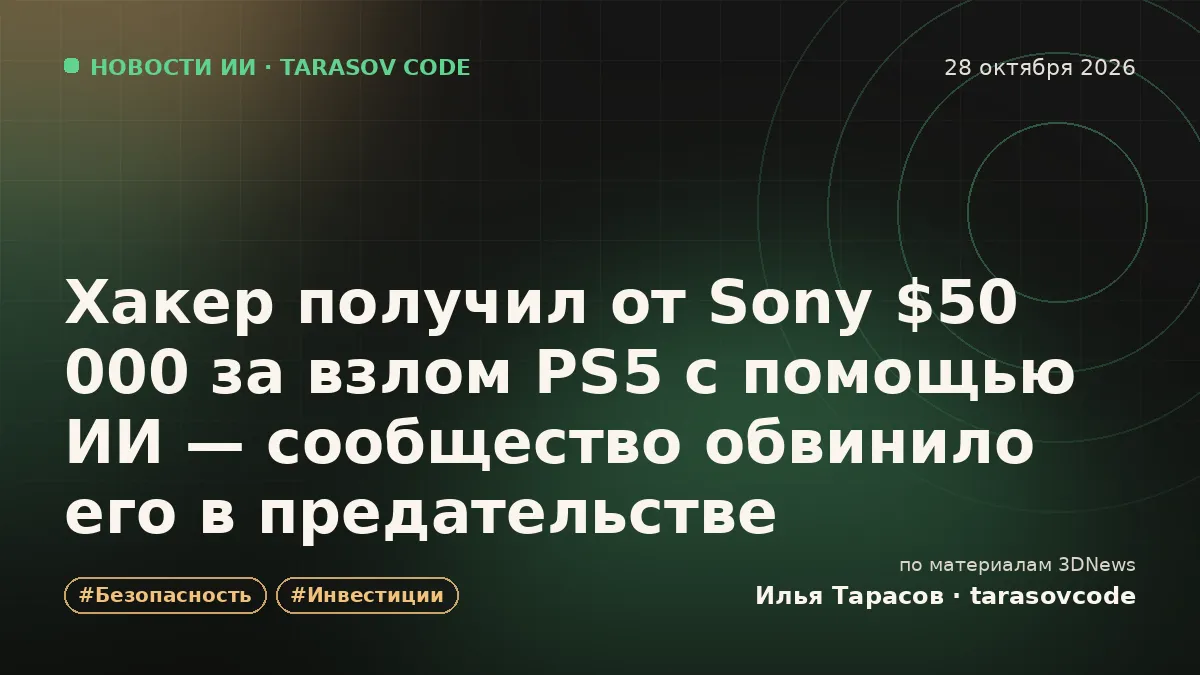 Хакер получил от Sony $50 000 за взлом PS5 с помощью ИИ — сообщество обвинило его в предательстве