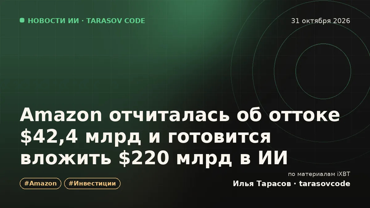 Amazon отчиталась об оттоке $42,4 млрд и готовится вложить $220 млрд в ИИ