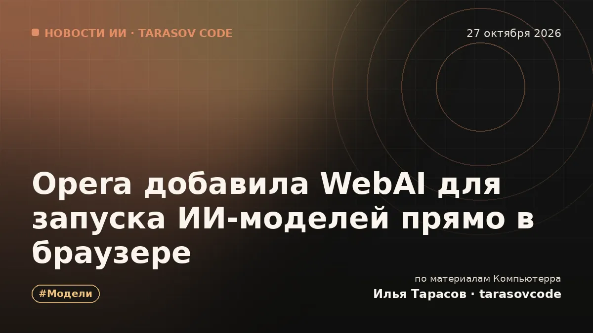 Opera добавила WebAI для запуска ИИ-моделей прямо в браузере