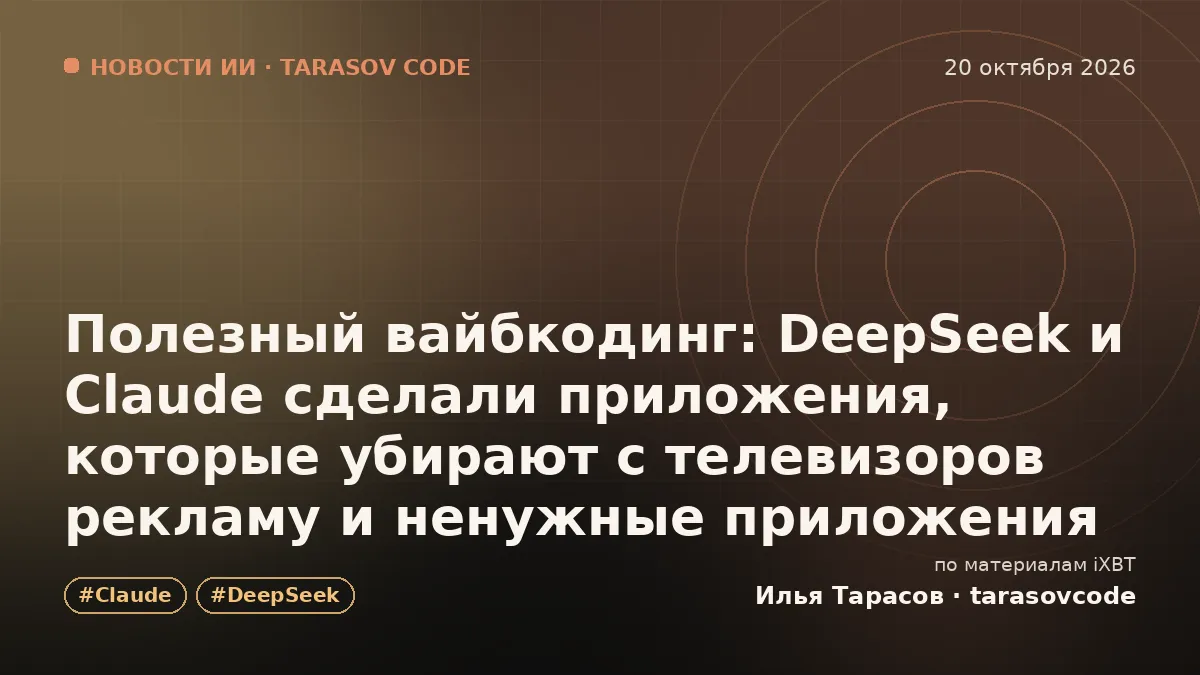 Полезный вайбкодинг: DeepSeek и Claude сделали приложения, которые убирают с телевизоров рекламу и ненужные приложения