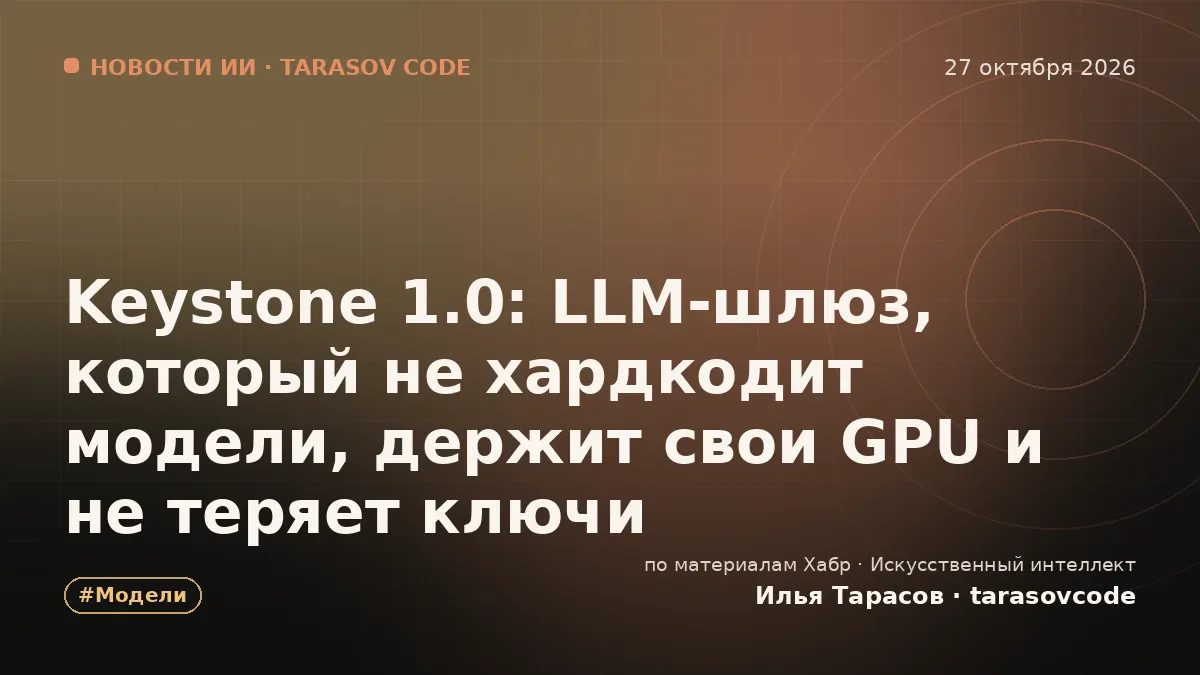 Keystone 1.0: LLM-шлюз, который не хардкодит модели, держит свои GPU и не теряет ключи