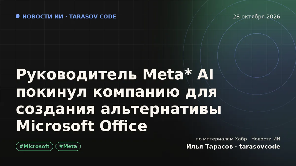 Руководитель Meta* AI покинул компанию для создания альтернативы Microsoft Office