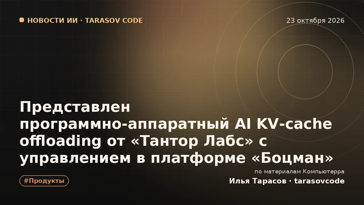Представлен программно‑аппаратный AI KV‑cache offloading от «Тантор Лабс» с управлением в платформе «Боцман»