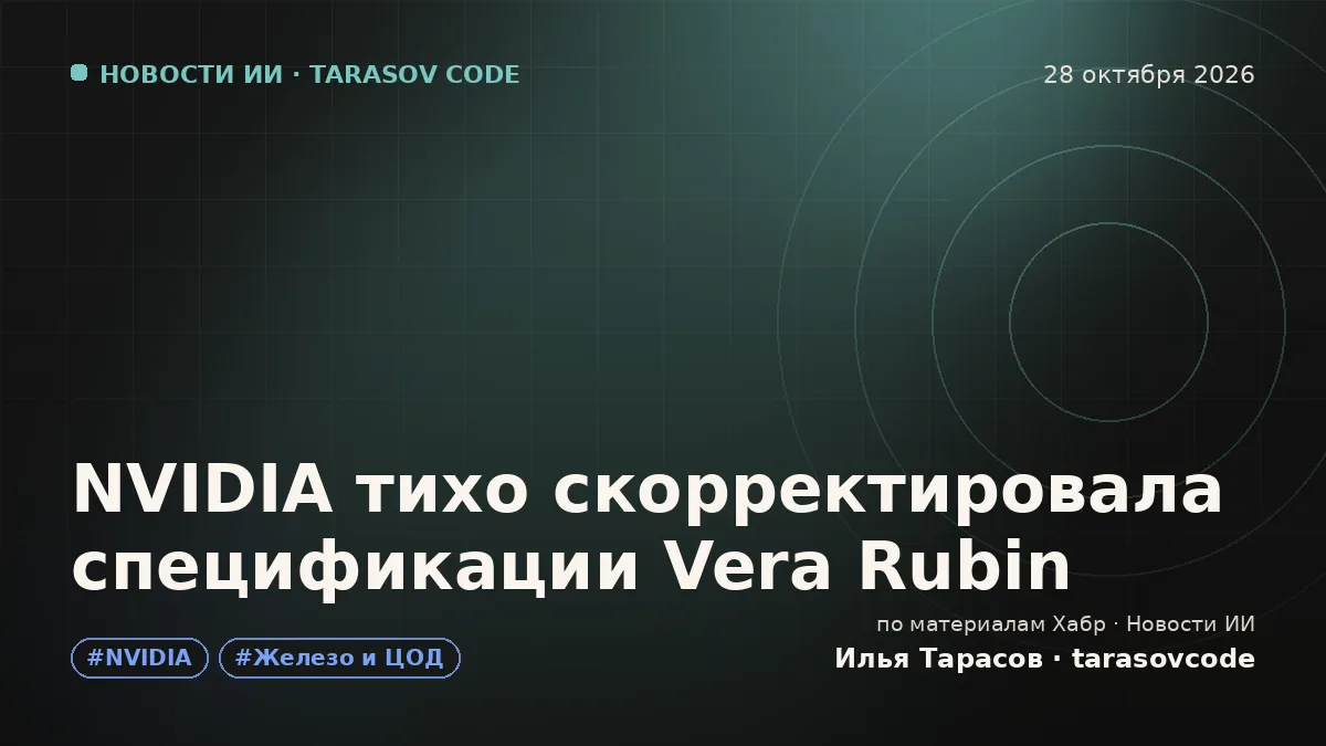 NVIDIA тихо скорректировала спецификации Vera Rubin