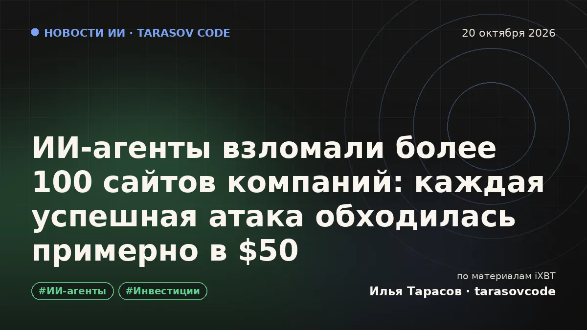 ИИ-агенты взломали более 100 сайтов компаний: каждая успешная атака обходилась примерно в $50
