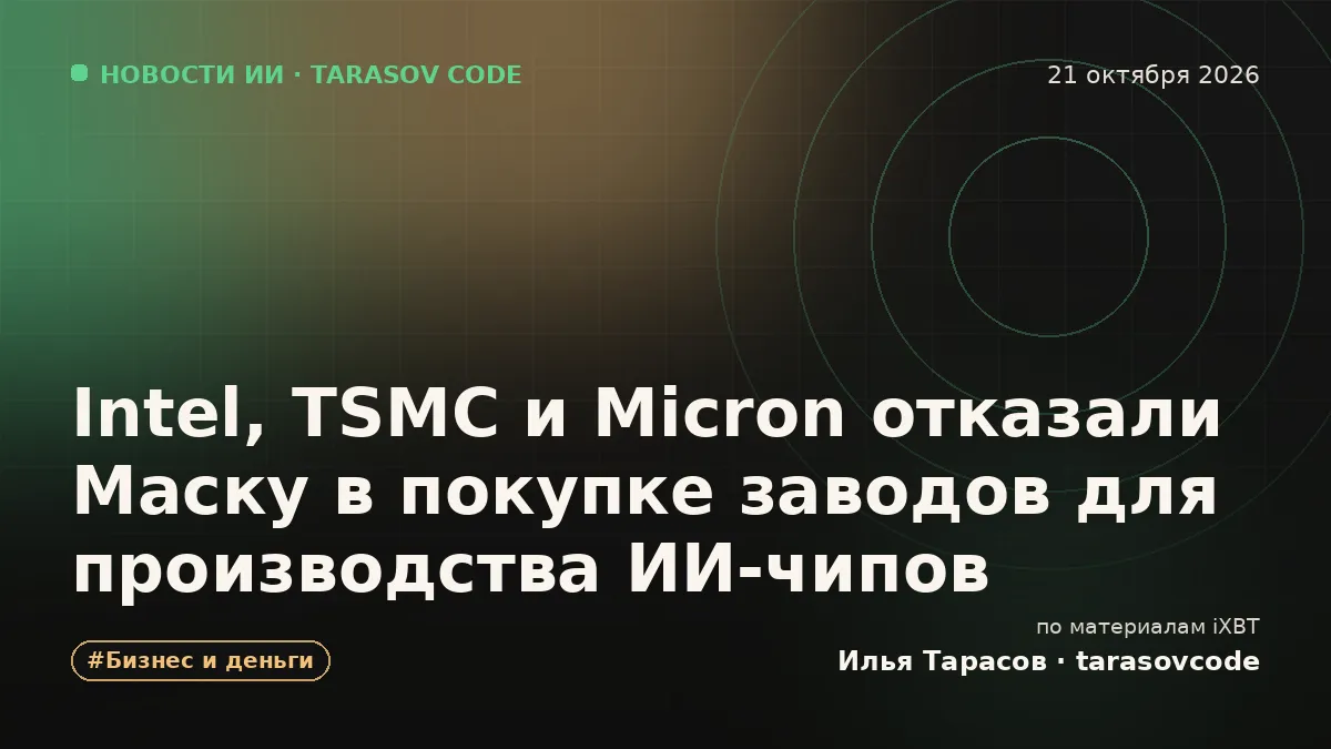 Intel, TSMC и Micron отказали Маску в покупке заводов для производства ИИ-чипов