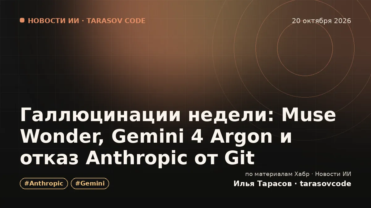 Галлюцинации недели: Muse Wonder, Gemini 4 Argon и отказ Anthropic от Git