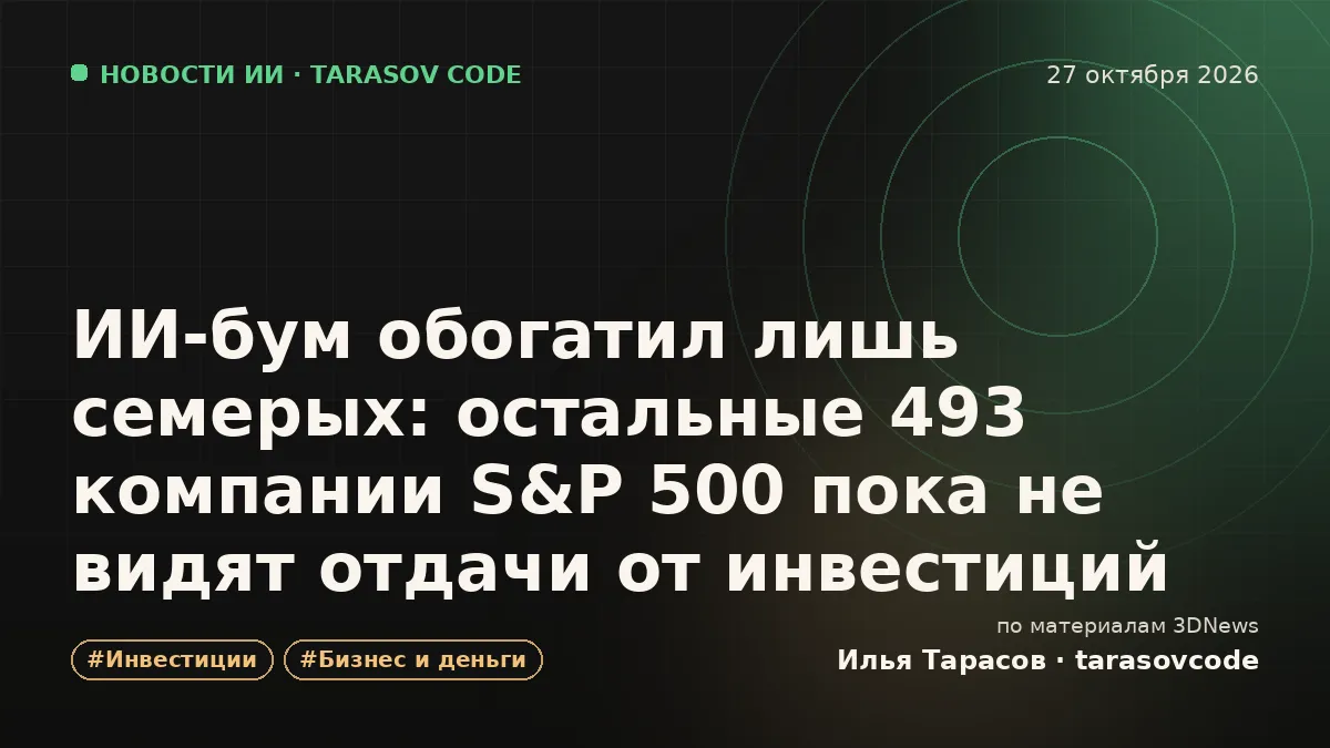 ИИ-бум обогатил лишь семерых: остальные 493 компании S&P 500 пока не видят отдачи от инвестиций