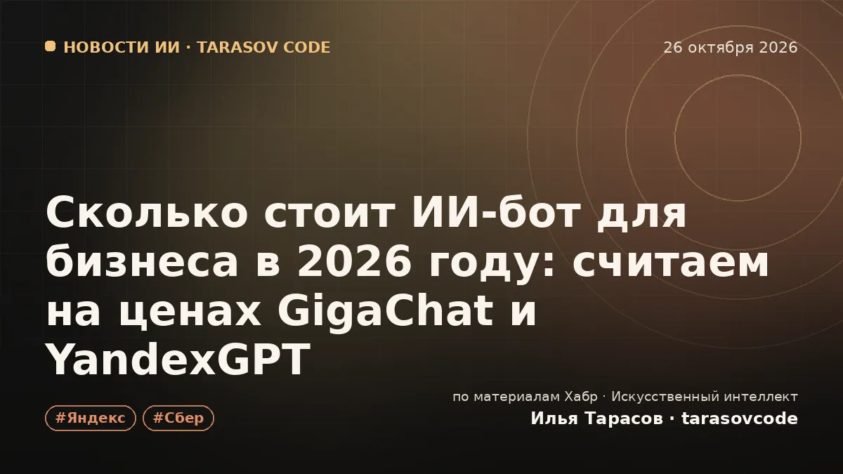 Сколько стоит ИИ-бот для бизнеса в 2026 году: считаем на ценах GigaChat и YandexGPT