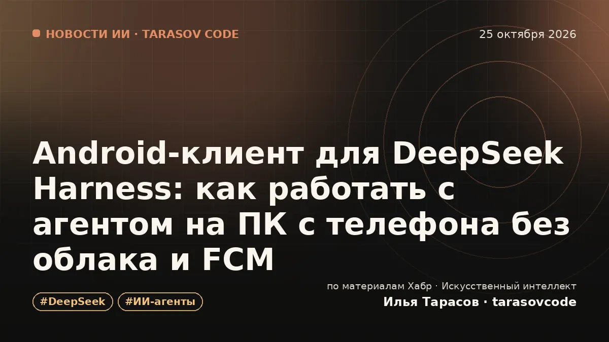 Android-клиент для DeepSeek Harness: как работать с агентом на ПК с телефона без облака и FCM