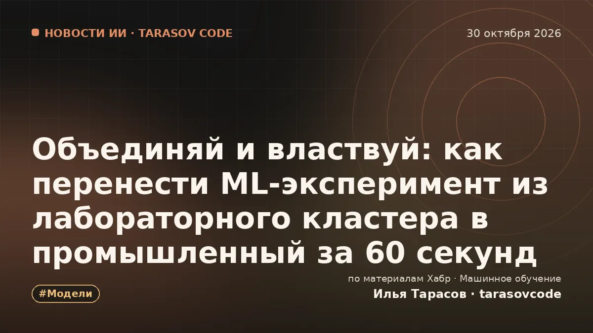 Объединяй и властвуй: как перенести ML-эксперимент из лабораторного кластера в промышленный за 60 секунд