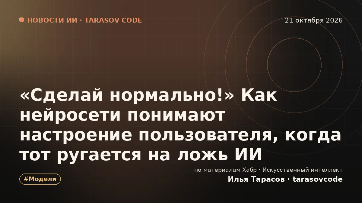 «Сделай нормально!» Как нейросети понимают настроение пользователя, когда тот ругается на ложь ИИ