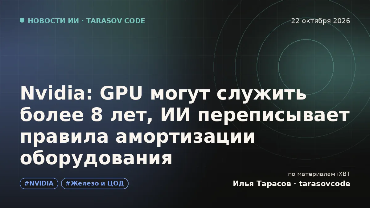 Nvidia: GPU могут служить более 8 лет, ИИ переписывает правила амортизации оборудования