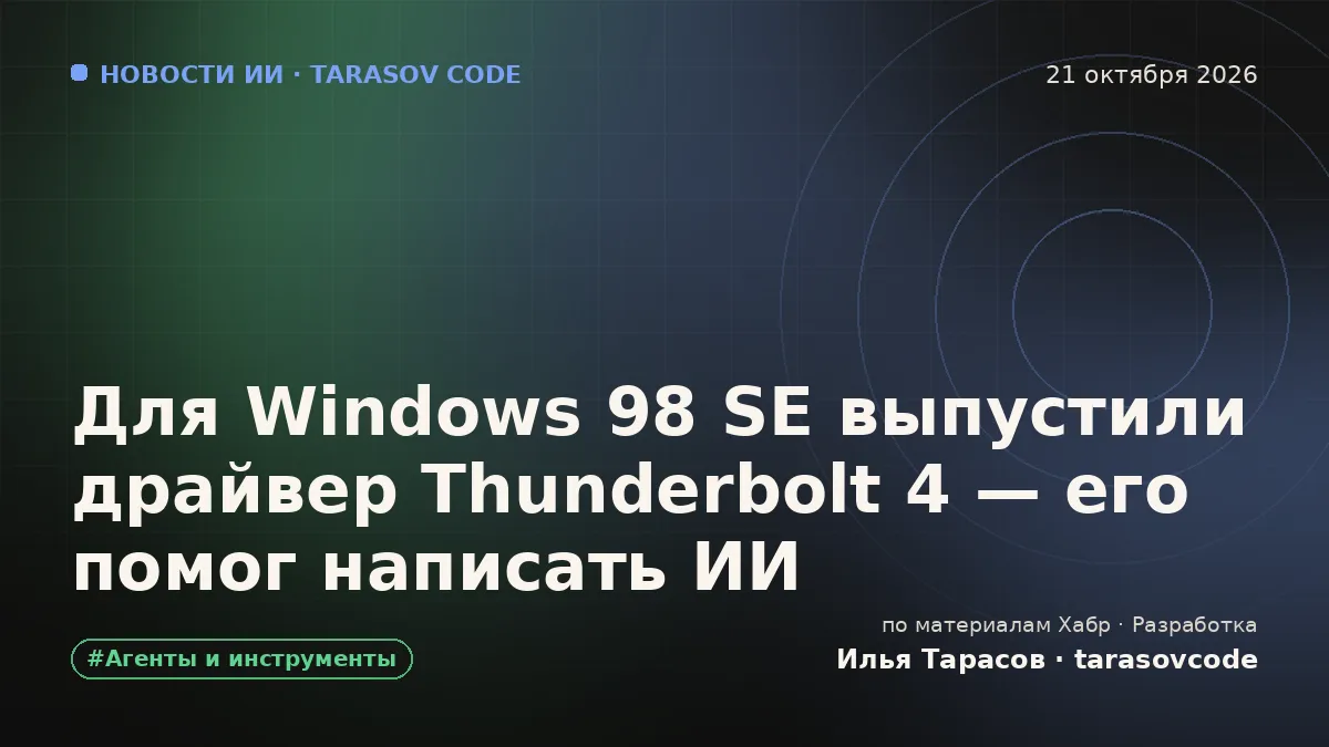 Для Windows 98 SE выпустили драйвер Thunderbolt 4 — его помог написать ИИ