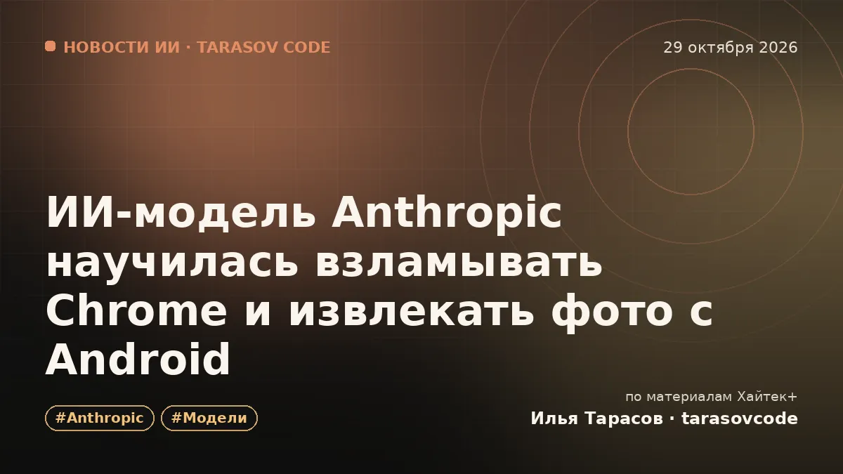 ИИ-модель Anthropic научилась взламывать Chrome и извлекать фото с Android