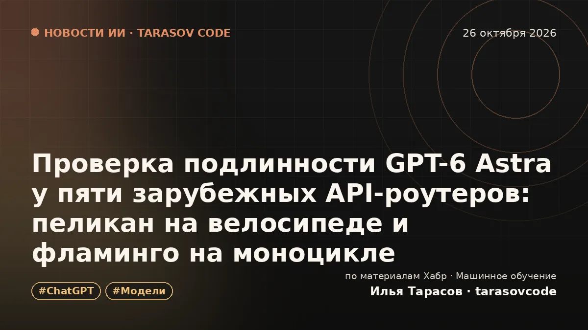 Проверка подлинности GPT-6 Astra у пяти зарубежных API-роутеров: пеликан на велосипеде и фламинго на моноцикле
