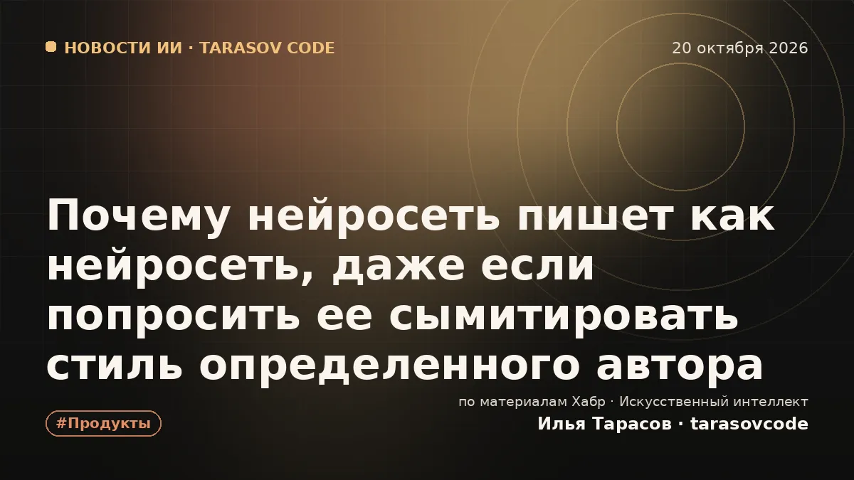 Почему нейросеть пишет как нейросеть, даже если попросить ее сымитировать стиль определенного автора
