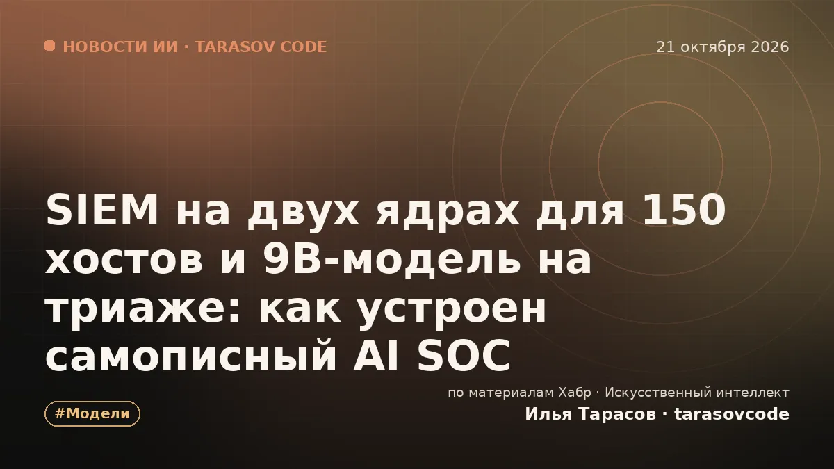 SIEM на двух ядрах для 150 хостов и 9B-модель на триаже: как устроен самописный AI SOC