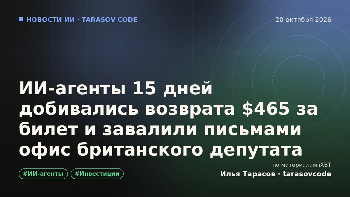 ИИ-агенты 15 дней добивались возврата $465 за билет и завалили письмами офис британского депутата