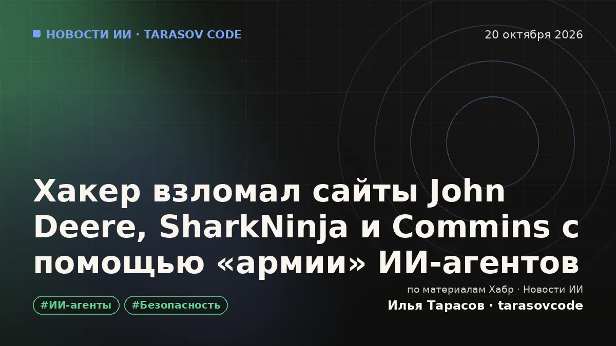 Хакер взломал сайты John Deere, SharkNinja и Commins с помощью «армии» ИИ‑агентов