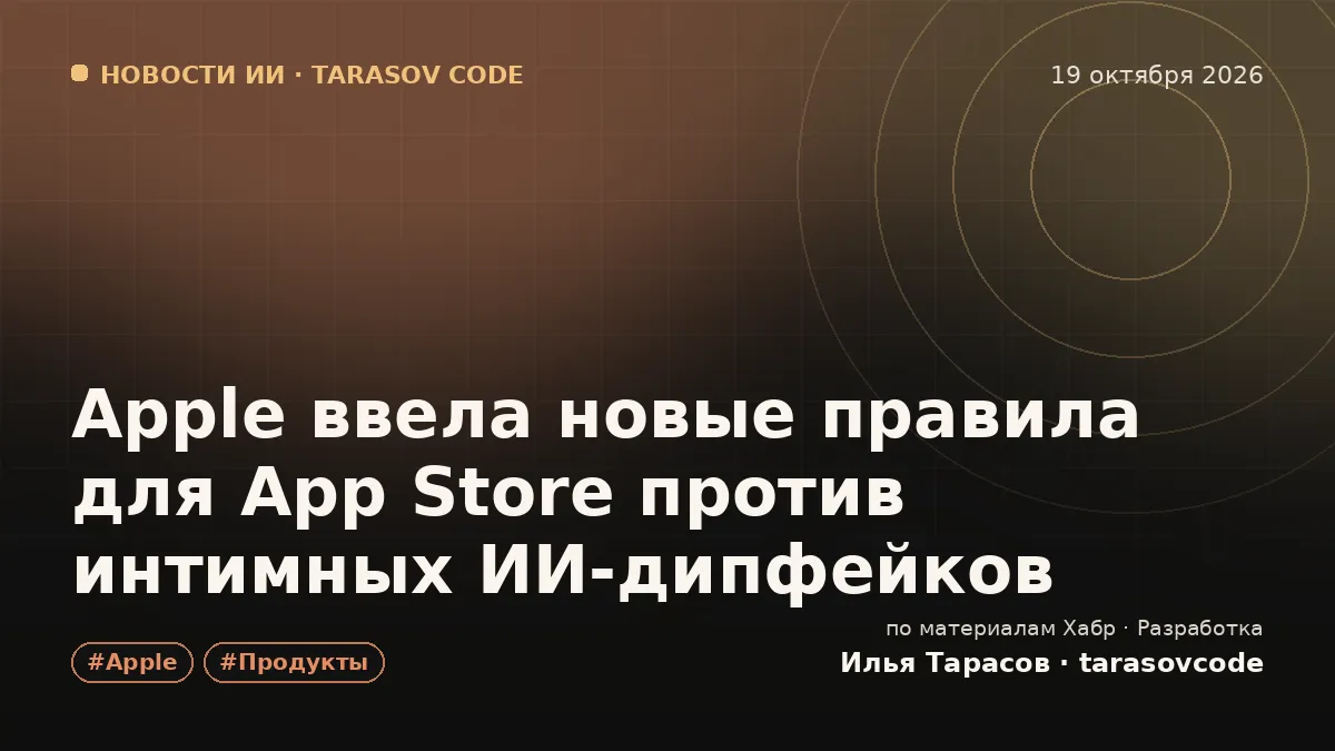 Apple ввела новые правила для App Store против интимных ИИ‑дипфейков