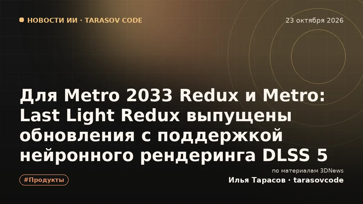 Для Metro 2033 Redux и Metro: Last Light Redux выпущены обновления с поддержкой нейронного рендеринга DLSS 5
