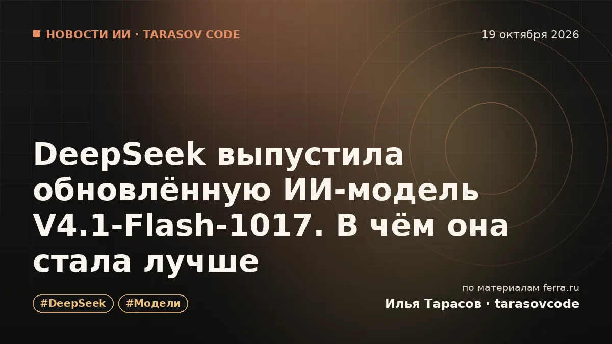 DeepSeek выпустила обновлённую ИИ-модель V4.1-Flash-1017. В чём она стала лучше