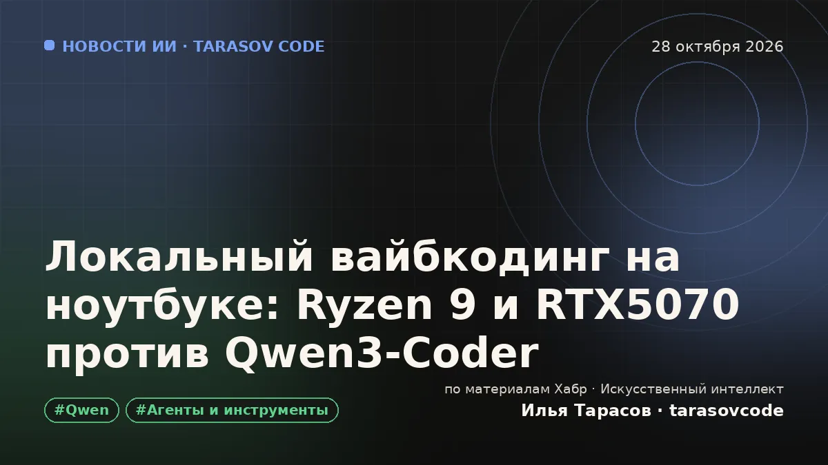Локальный вайбкодинг на ноутбуке: Ryzen 9 и RTX5070 против Qwen3-Coder